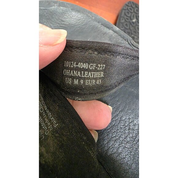 Olukai Black Leather Men's Thong Flip Flop Sandals Rubber Outsole Size 9M - Picture 7 of 8